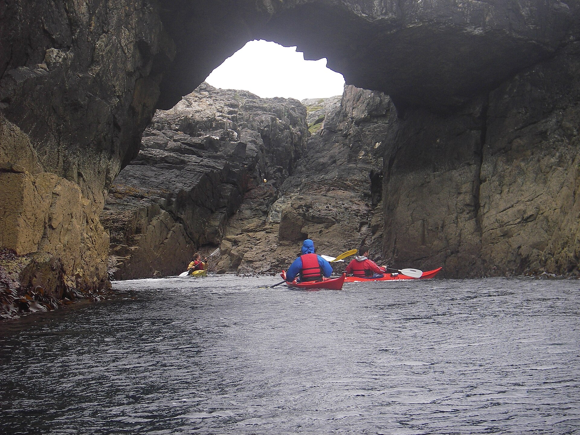 A sea kayaker paddling open water